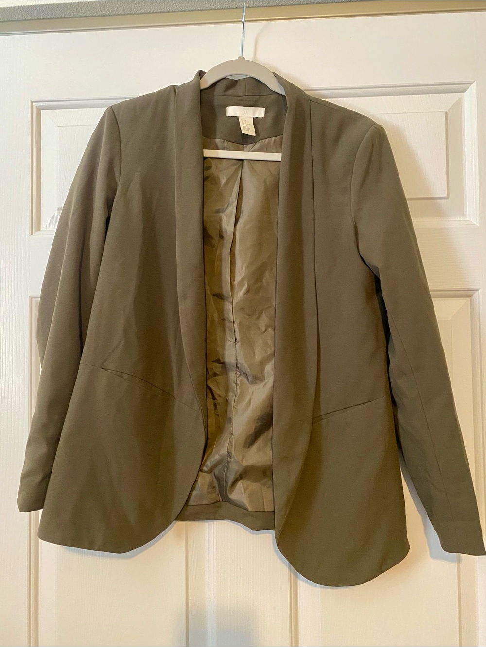 H&M Olive Green Open-Front Draped Blazer